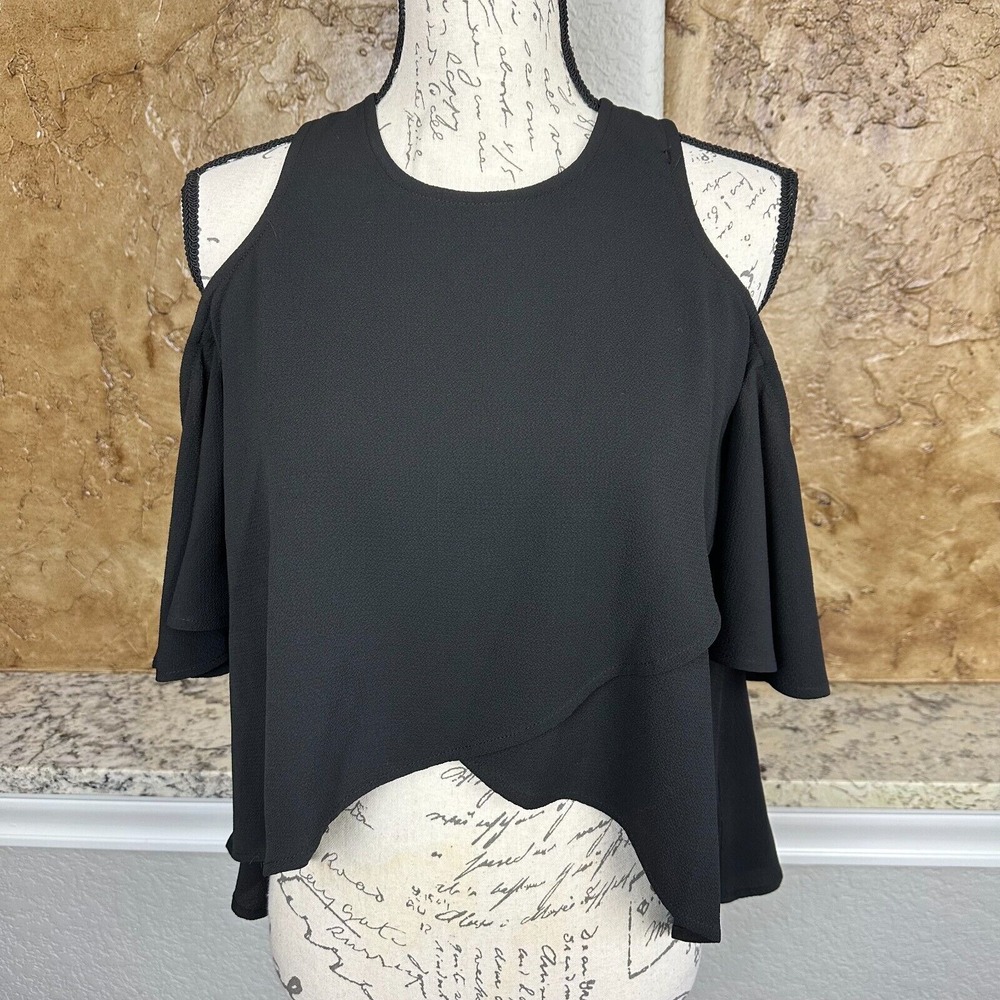 NWT The Fifth Label Lovers & Friends Top Women Small Blouse Black Cold Shoulder